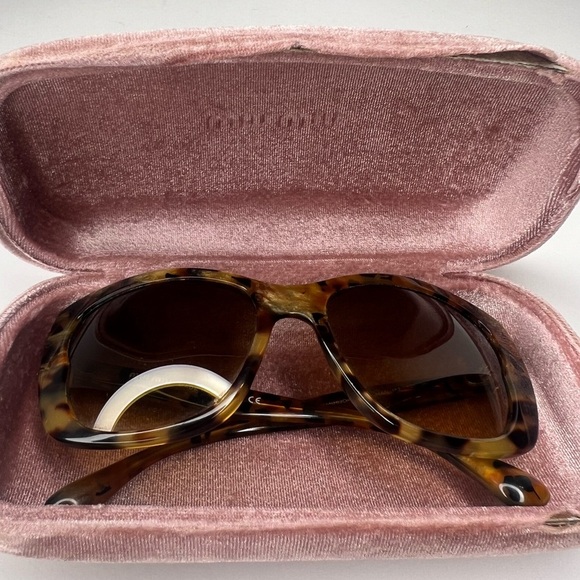 Miu Miu Womens Brown Tortoise Shell Metallic Square Lens Sunglasses | PRELOVED🤎 - Picture 13 of 15